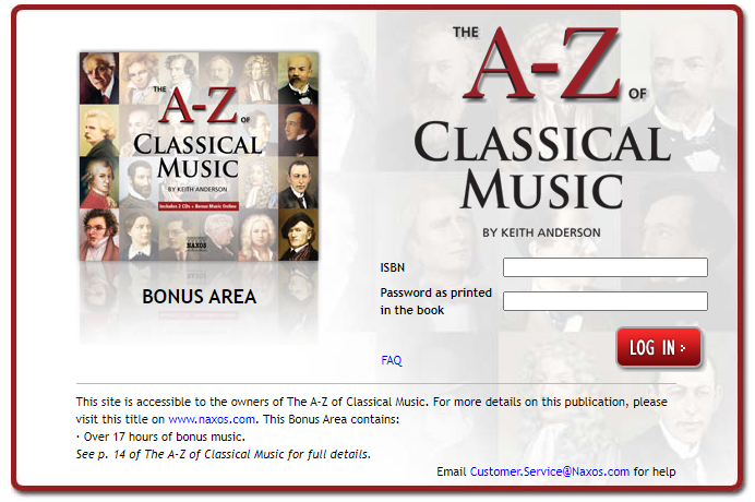 A–Z of Classical Music Bonus Area