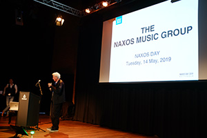 Naxos Music Group Chairman Klaus Heymann welcoming the participants and attendees of Naxos Day