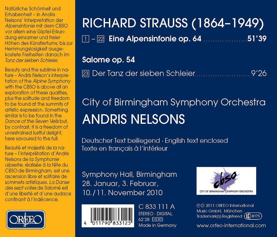 STRAUSS, R.: Alpensinfonie (Eine) / Salome: Dance .. - C833111A